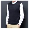 Men S Winter Sleeveless Knit Vest Middle Aged Solid Sweater