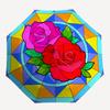 1pc Rose Stained Glass Pattern Automatic Folding Umbrella - Portable Collapsible Design, 8-Rib Iron Frame, Durable Fabric yy251125060