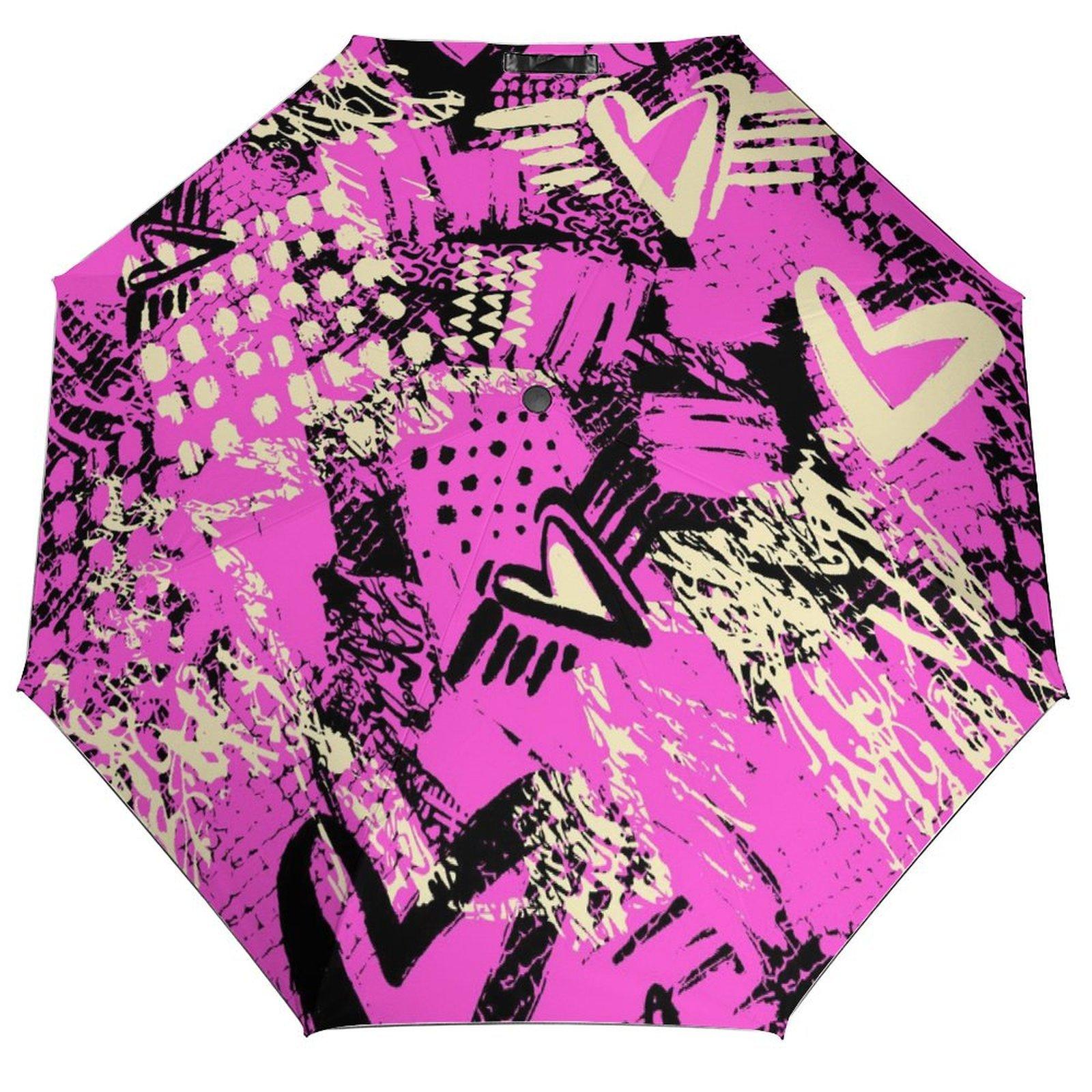 

1 Pack Automatic Umbrella Featuring Strong Waterproof Material And Sturdy Ribs For Outdoor Travel Graffiti Style чорний