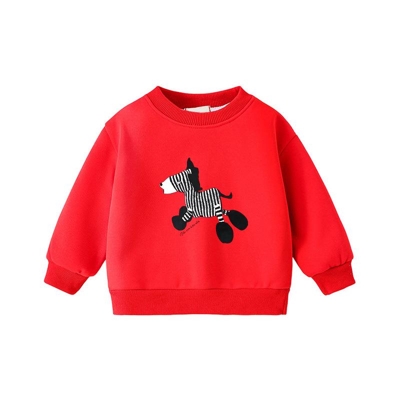 Children s Zebra Print Long Sleeve Sweatshirt – Cozy Velvet-Lined, Round Neck, Casual Style 130cm