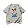 Hip Hop Style Bear With Sunglasses Graphic Tee Kids Pure Cotton Crew Neck T Shirt Short Sleeve Muticolor Tops Boys Girls Child