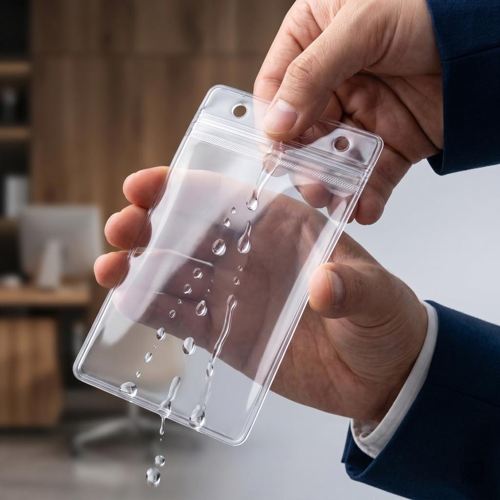 Transparenter Wasserdichter Versiegelbarer Ausweishalter Klarer PVC-Kunststoff Arbeitsausweis-Schutz mit Mehreren Schlitzen für Lanyard- oder Clip-Verwendung
