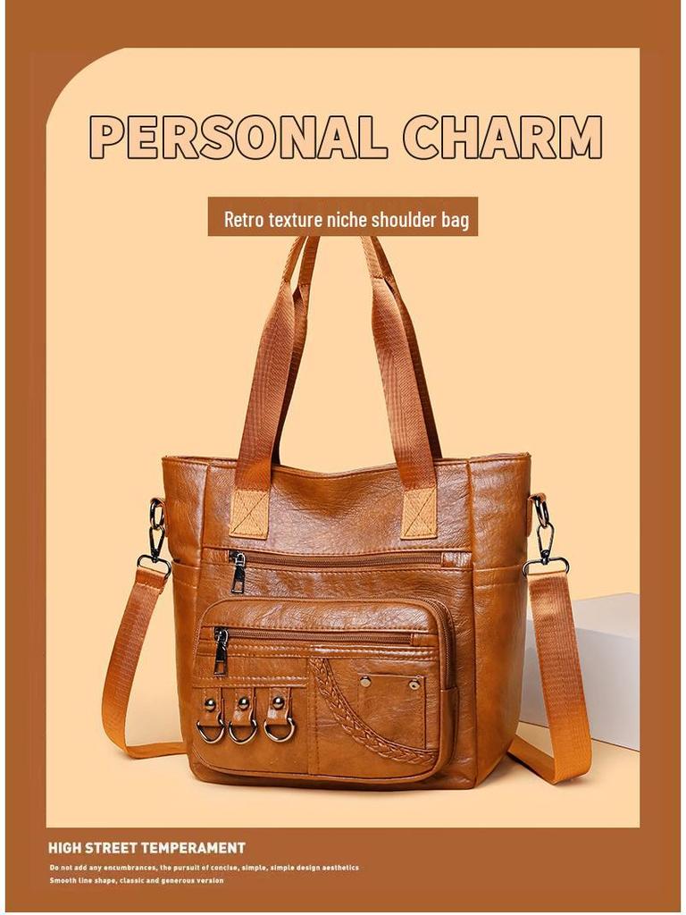 Urban Minimalistisch Weiches Leder Damen Handtasche mit großer Kapazität und Umhängetasche 2025