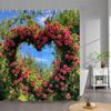 Outdoor Garden Poster Shower Curtain Vintage Window Wall Growing Floral Plants Polyester Fabric Shower Curtains Bathroom Decor