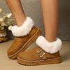 Fashion Luxury Metal Buckle Decoration Faux Fur Snow Boots Women 2025 Winter Soft Thick Bottom Ankle Booties Warm Short Plush Boots