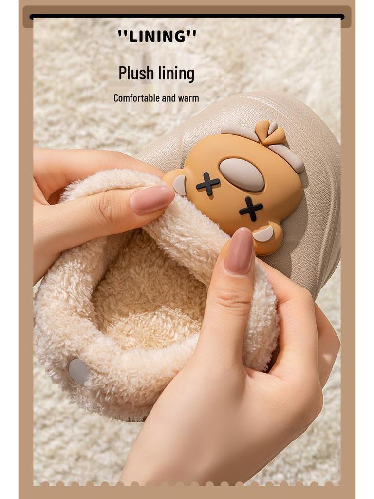 Cozy Waterproof Cotton Slippers for Kids: Warm, Velvet-Lined, EVA, Detachable, for Boys and Girls, Big Kids & Toddlers, Parent-Child Matching