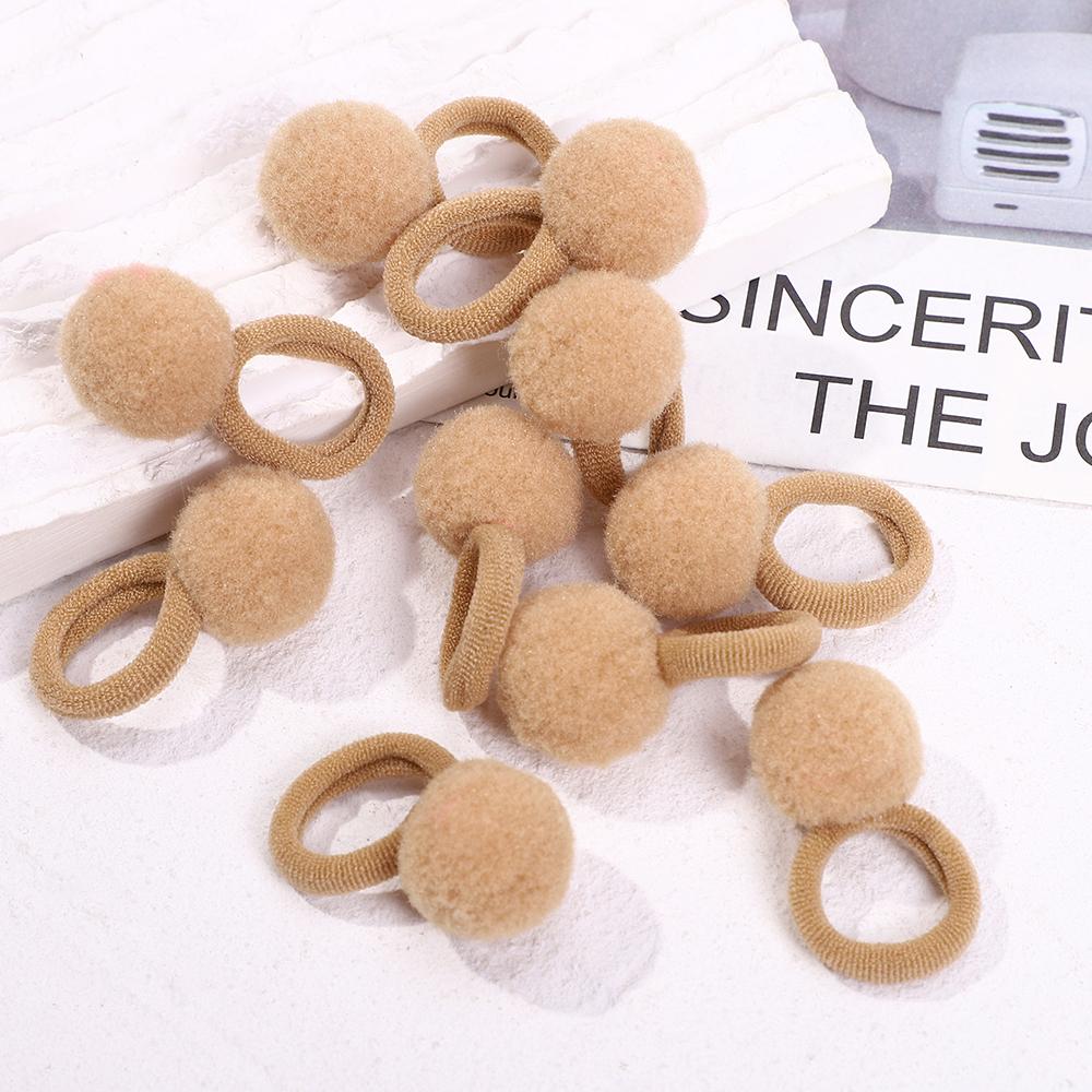 10pcs Kids Elastic Hair Bands Plush Ball Rubber Band For Children Girls Sweets Scrunchie Hair Ties Clip Baby Hair Accessories
