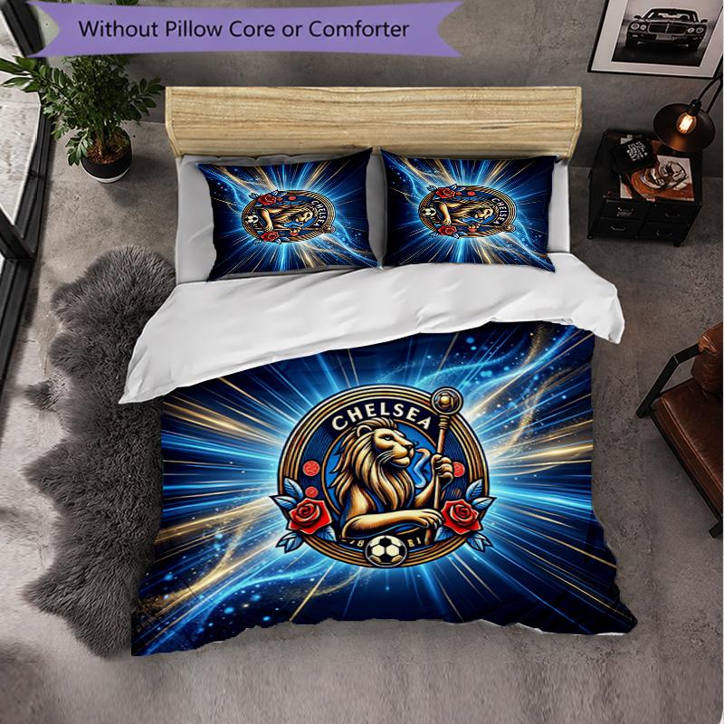 Set Biancheria da Letto Chelsea FC Modello 3 Pezzi Morbida Copripiumino in Microfibra con Federe per Camera da Letto