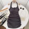 Halter-neck Sexy Hot Girl Dress with Bra Pads and Camisole for Women, Summer New Slimming Slimming Niche Hip-hugging Short Skirt