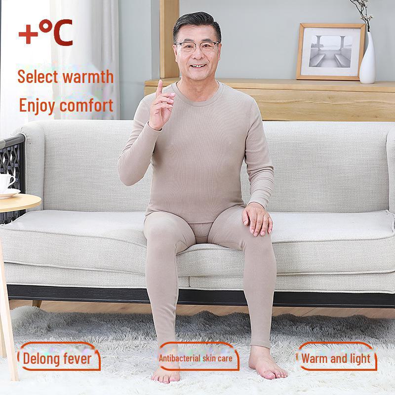 Delong Herren Thermo-Unterwäsche Set - Plus Samt Warmer Anzug für Mittelalte und Ältere