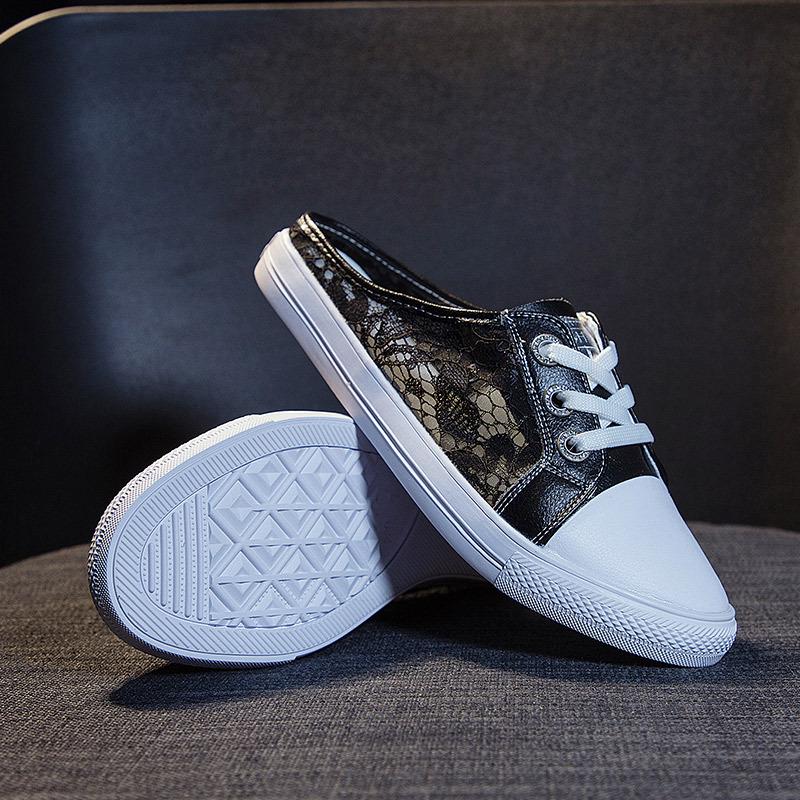 2025 Korean Style Women's White Genuine Leather Flat Casual Shoes