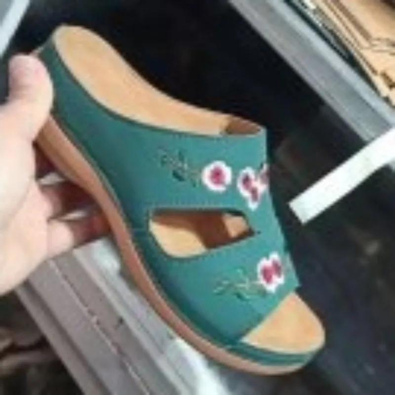 Fashion Ladies Shoes New Open Toe Women's Slippers Outdoor Casual Embroidered Platform Wedge Sandals Summer Classics Daily Beach Slipper
