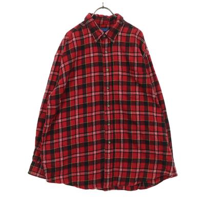 TOWNCRAFT Old Check Pattern Long Sleeve Button Down Flannel Shirt L Red Men's Used