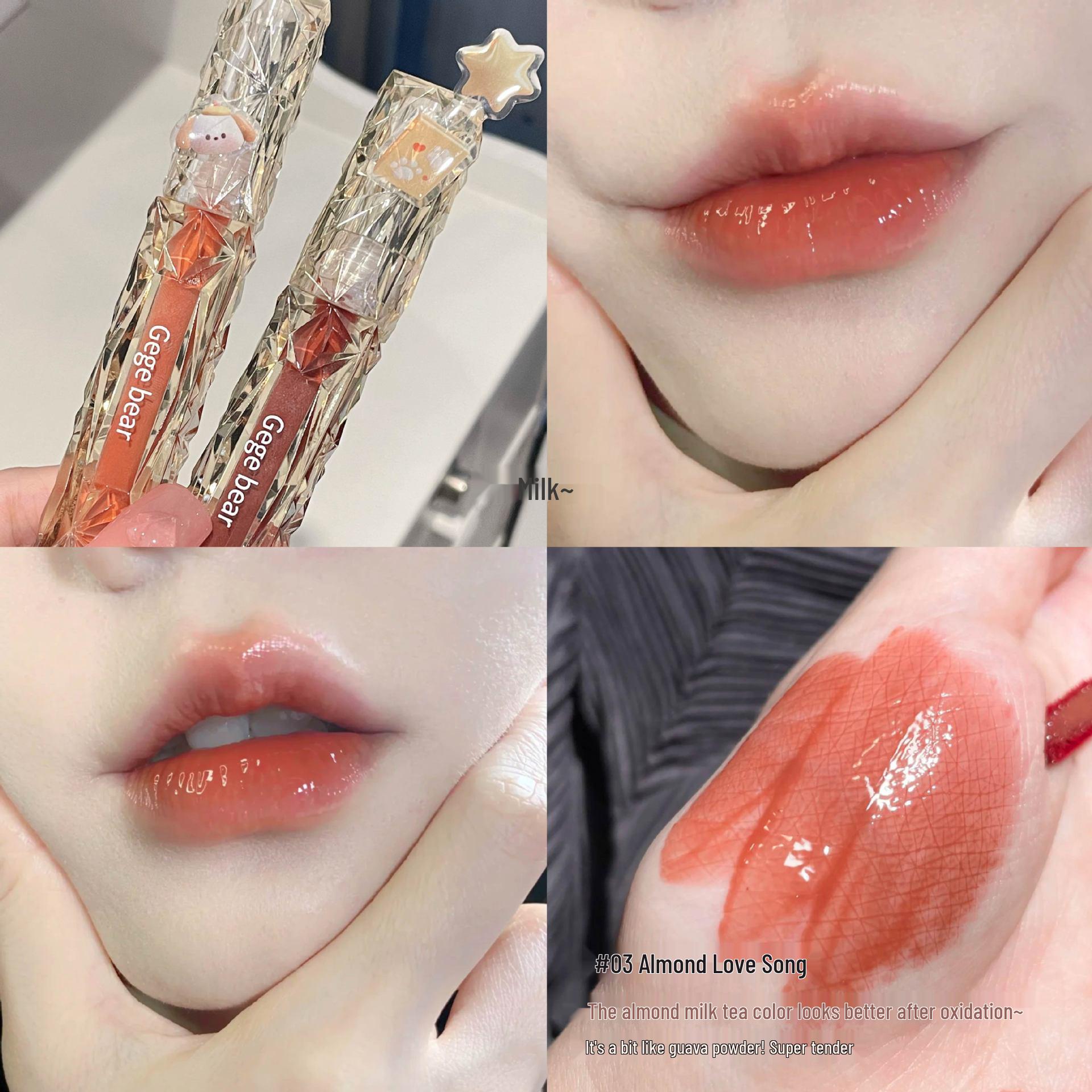 

Gege Bear Crystal Diamond Lip Glaze – Moisturizing Nude Makeup Lipstick