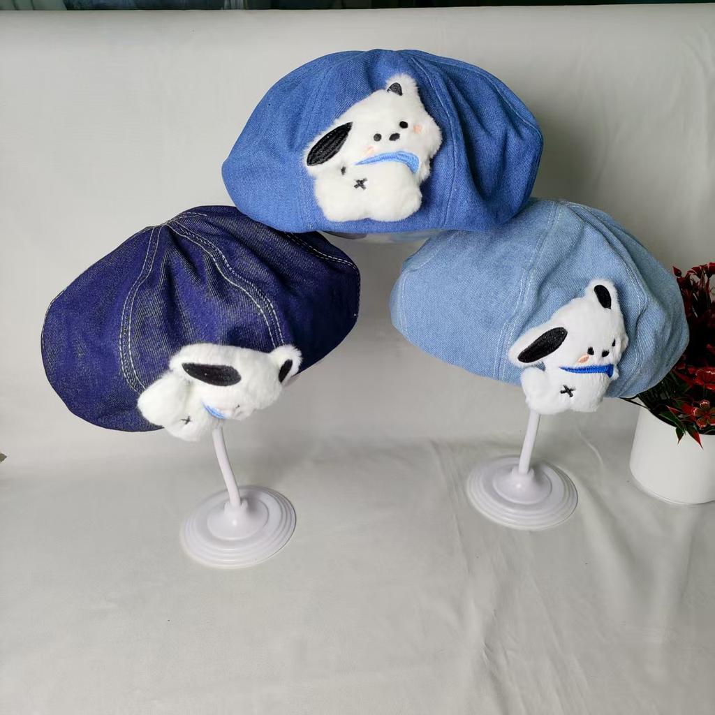 Hat female new denim beret summer versatile fashion puppy painter cloud hat showing face small spring and autumn