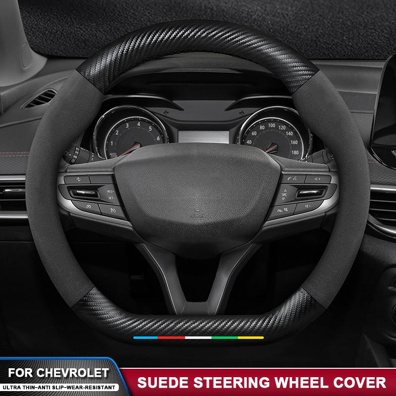 Pokrowiec na kierownicę samochodową z włókna węglowego i zamszu do Chevrolet Cruze Bolt Aveo Spark Silverado Onix capti Cavalier Colorado Lacetti