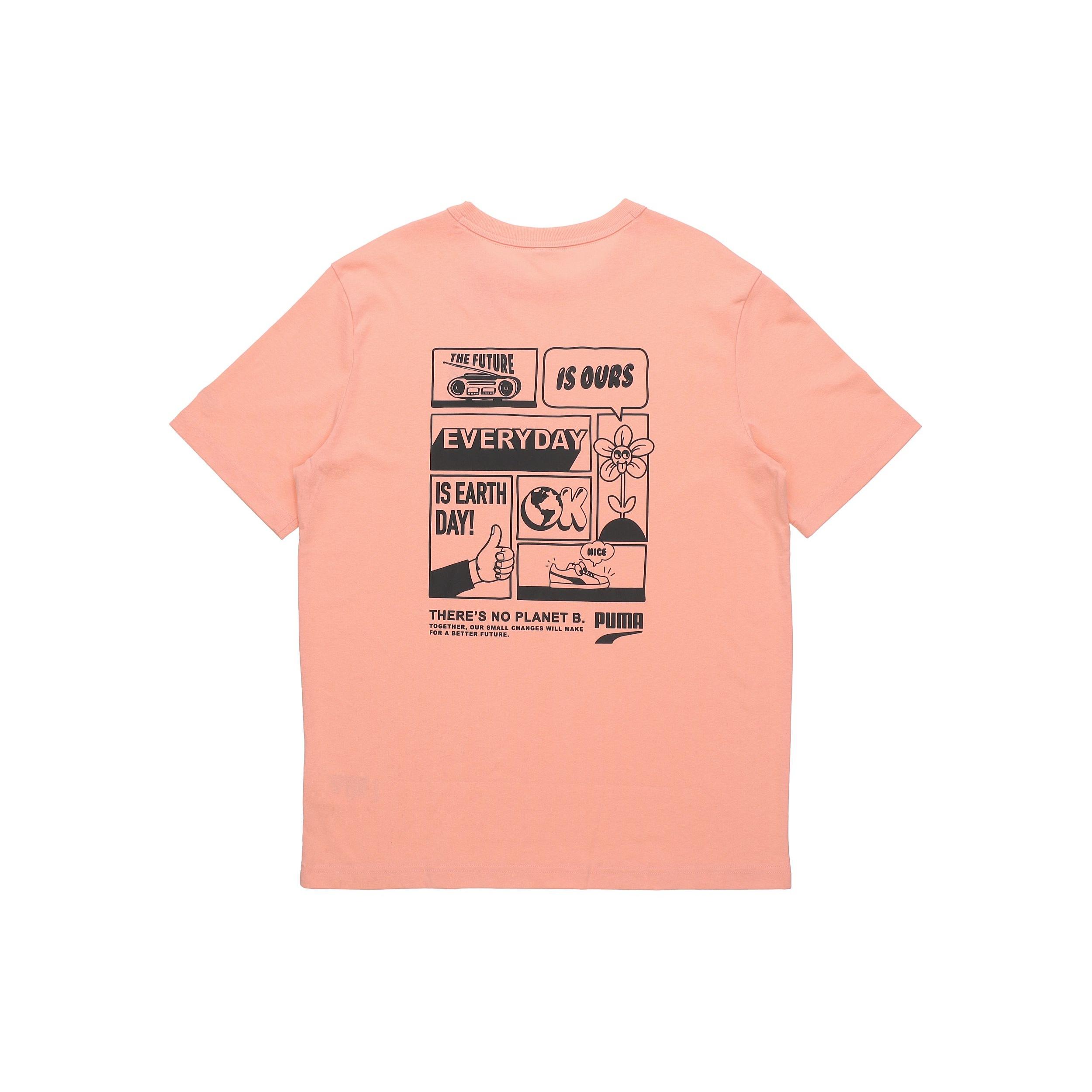 PUMA Peach Downtown Graphic T-Shirt Pink Black Men s 531335-26 L