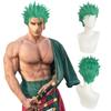 Anime Wig Zoro Wig Men Short Green Layered Wig Boys Heat Resistant Synthetic Halloween Party Cosplay Wig