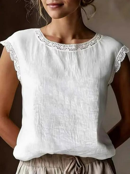 2026 Summer Women's Lace Trim Sleeveless Pullover Top