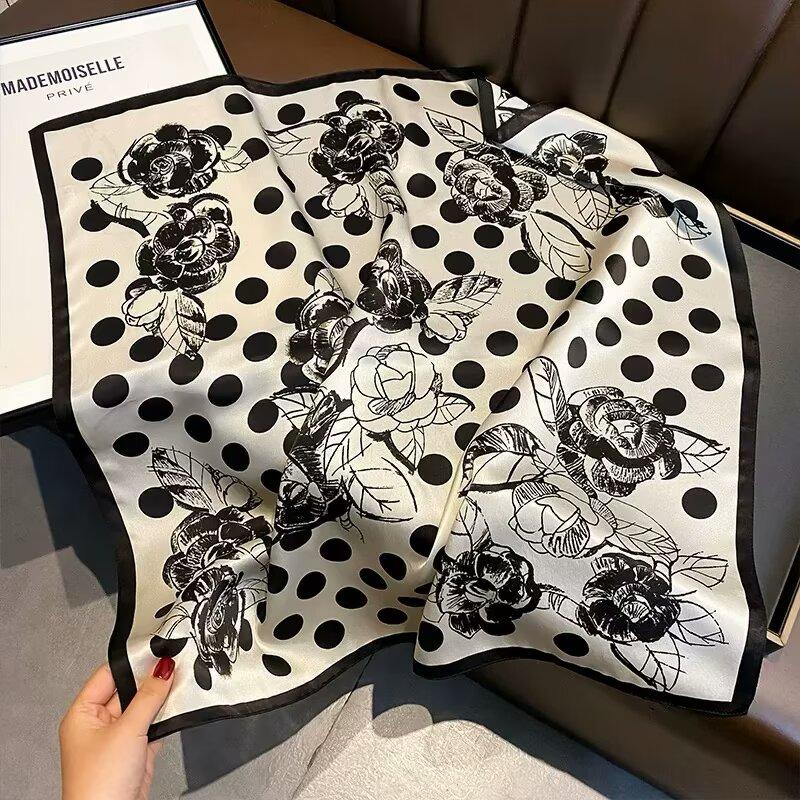 53Cm Pony Pattern Scarf Women Spring And Summer Thin Silk Square Scarf Fashionable And Versatile Bag Packaging Decoration Scarfs