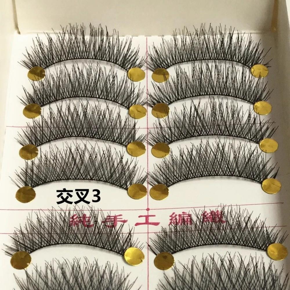 10 par/låda Böj C Naturliga Handgjorda Lösögonfransar 12MM Handgjorda Falska Ögonfransar Fest