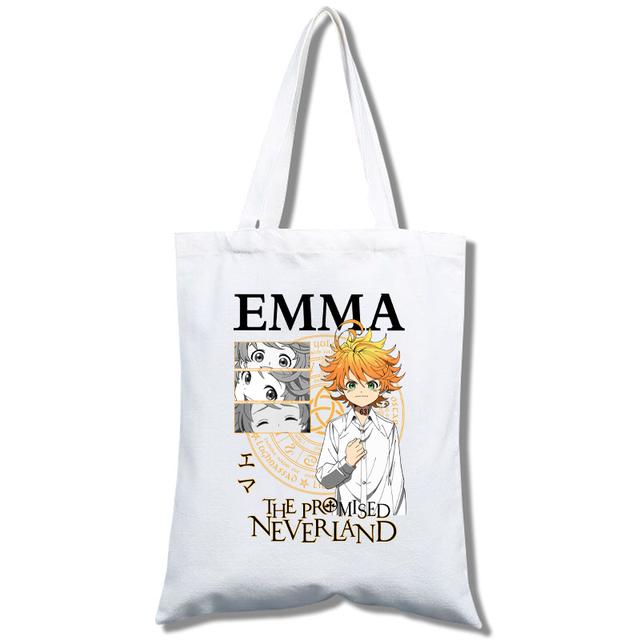 Fashion Anime The Promised Neverland  Men Women Reusable Shopping Bag Cartoon Print Eco-Friendly Canvas Tote Bag