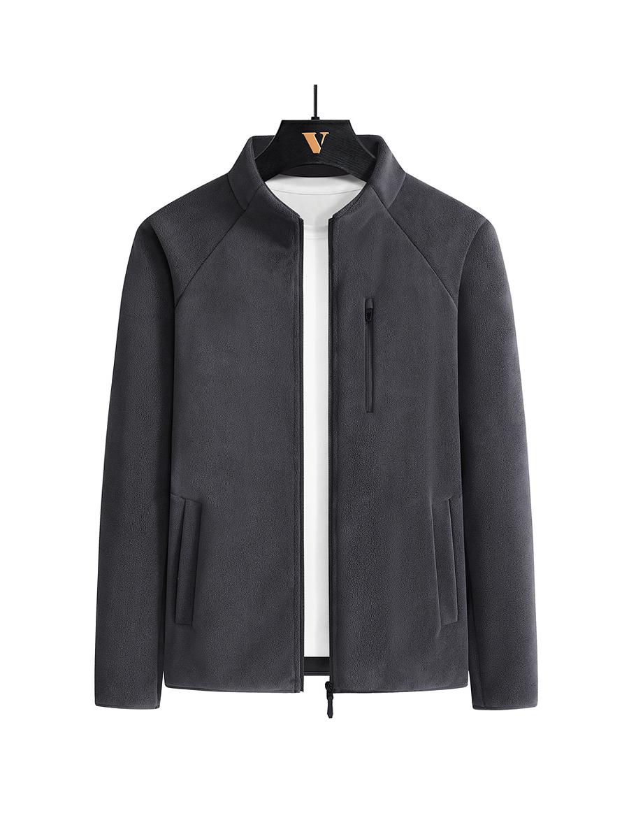 

Куртка мужская вельветовая флисовая большого размера: Кардиган на пуговицах с воротником-стойкой на осень/зиму S темно-серого