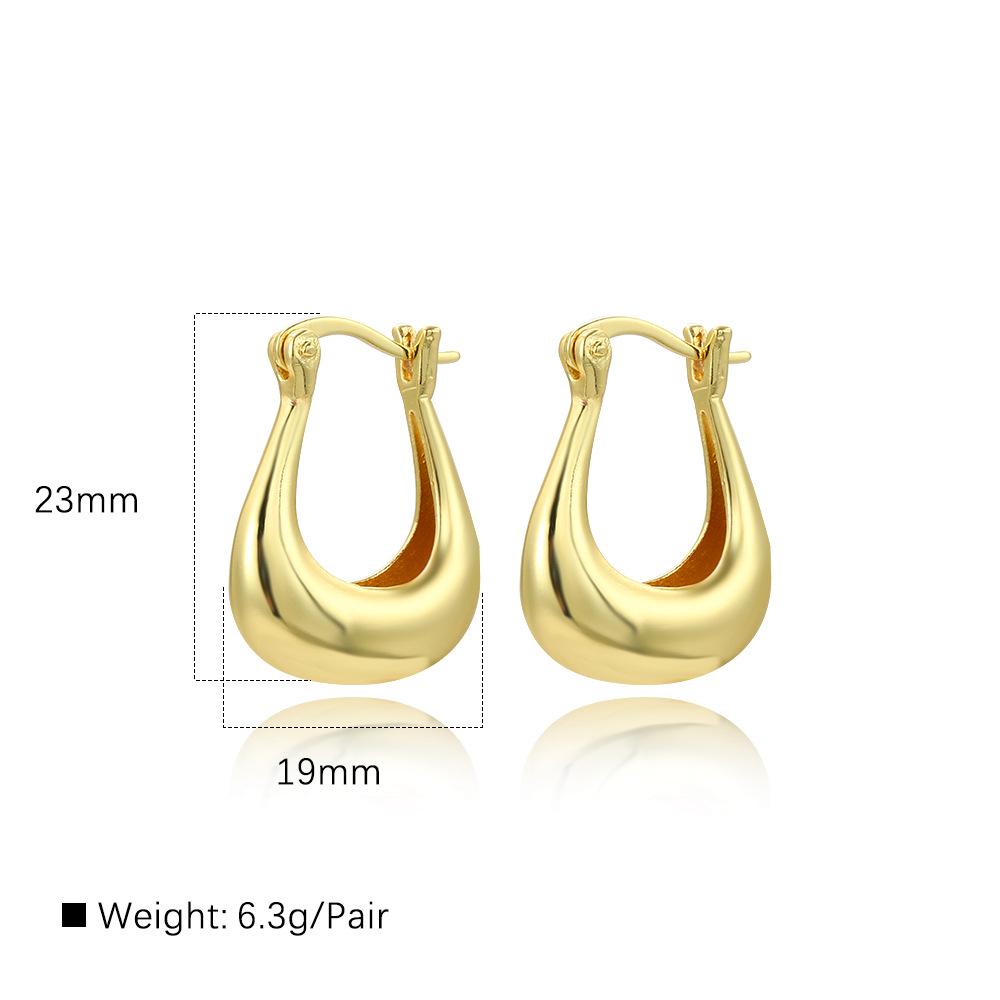 18k Gold Plated Hollow U-Shaped Earrings - Minimalist Photosensitive Women's Jewelry