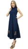 Bimba Women Classic Collar Neck Shirt Dress Dark Blue Sleeveless Dresses -