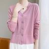 Women's Flashing V-Neck Knitted Cardigan - Lightweight Autumn Sweater, Stylish Short Outerwear, Air-Conditioning Top