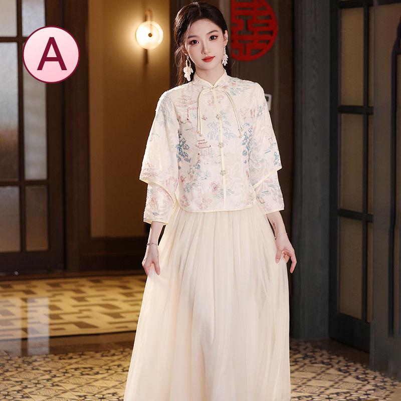 2025 Neuer Stil Champagner Langarm Brautjungfernkleid für Herbst-/Winterhochzeit