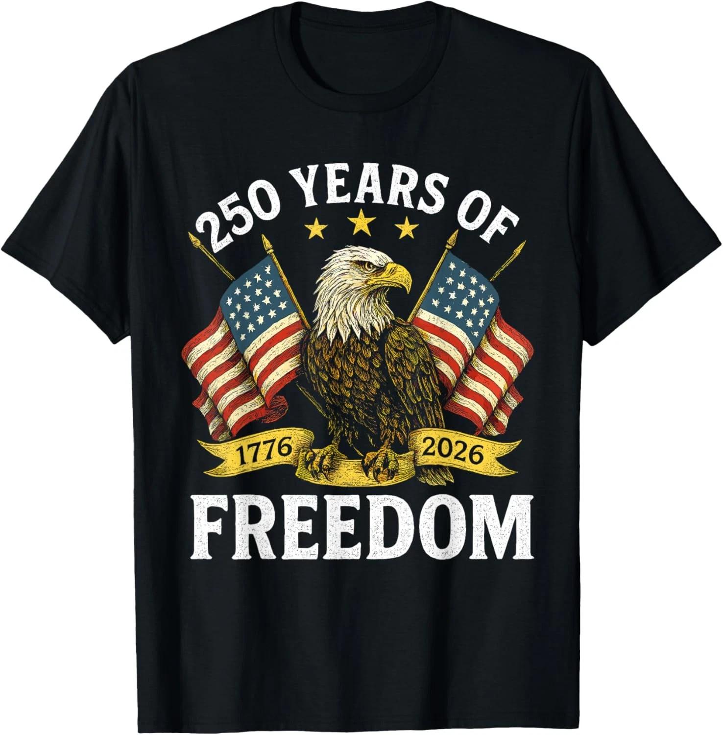 250 Years Of Freedom 1776 2026 Shirt Bald Eagle 250th Birthday T-Shirt L