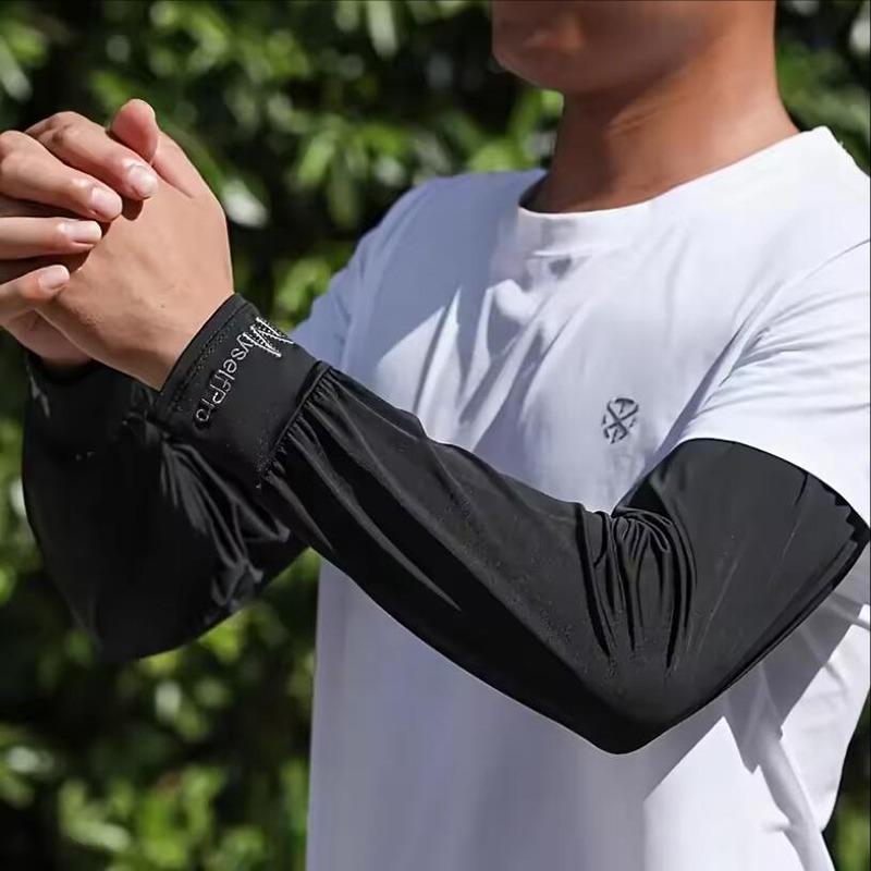 1 Pair Mens Ice Arm Sleeves Sunscreen Elastic Driving Gloves Outdoor UV Protection Arm Cover Sleeves Lightweight Cool Muff New One Size чёрный