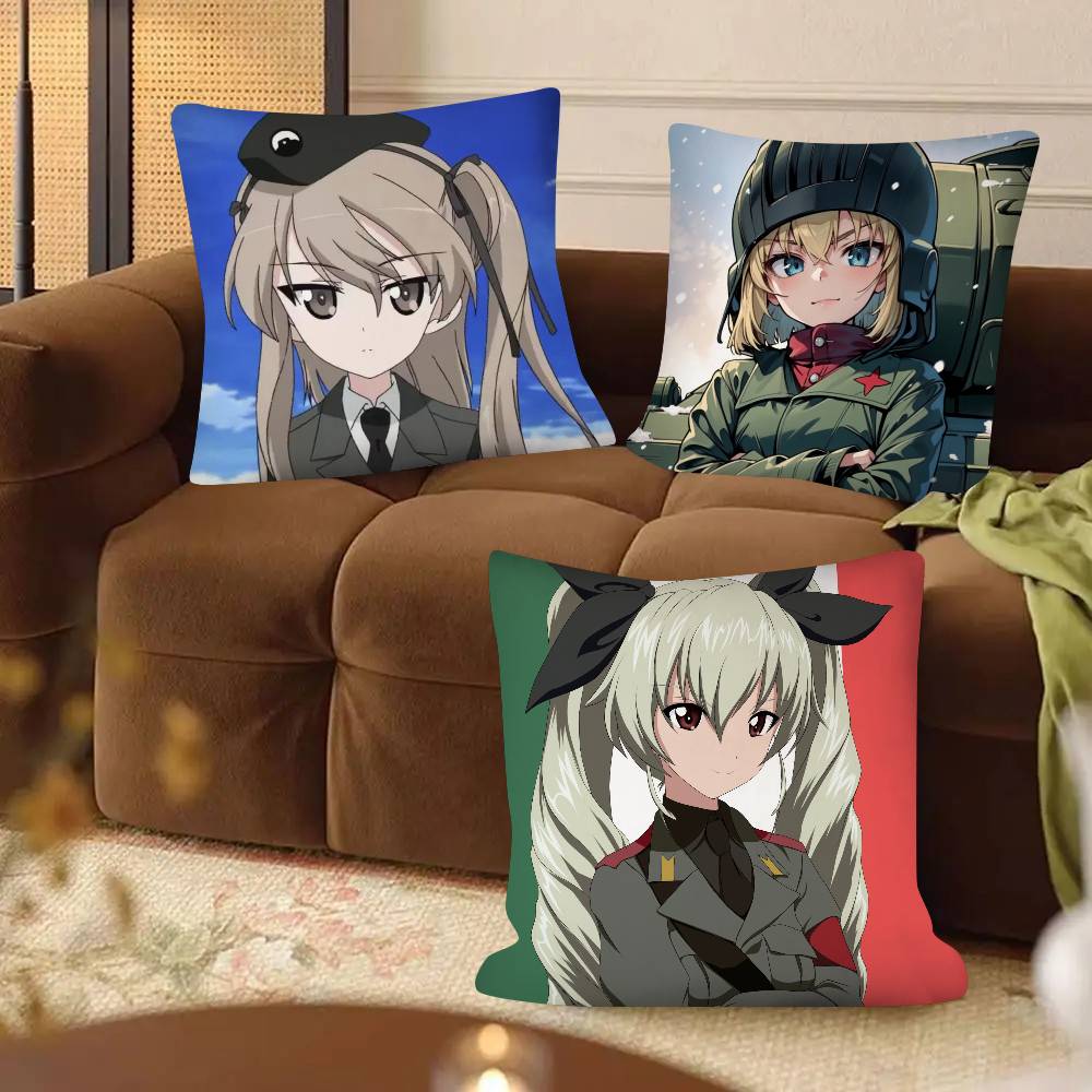 1pc Anime Girls Und Panzer Der Film Pillow Case Fashion Square Pillowcase Bedroom Sofa Room Ins Decoration Leisure