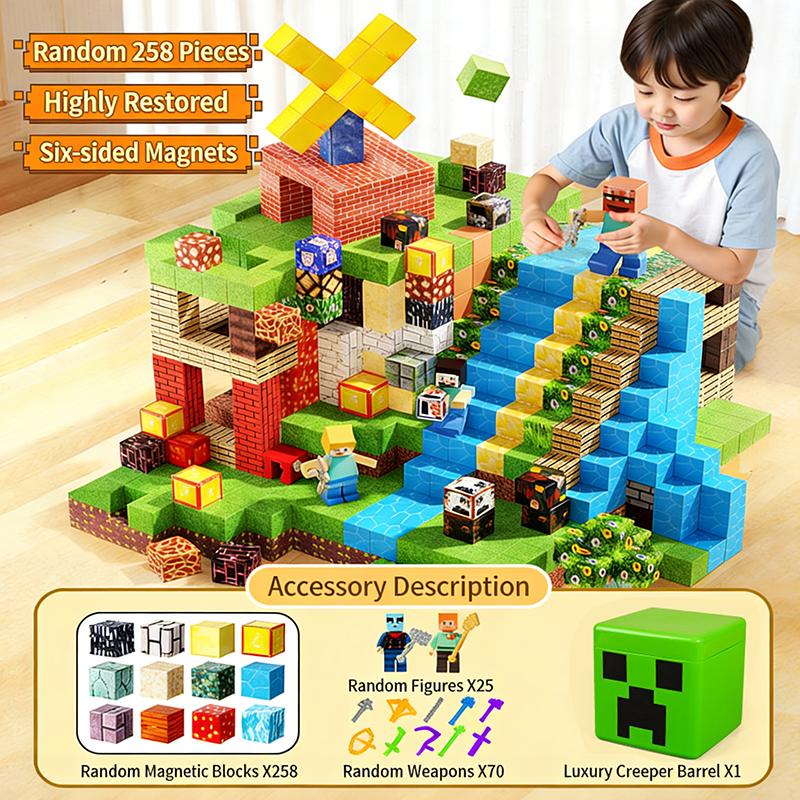 

Магнитные блоки TNT для Minecraft (258 шт.) – Портативный набор для сборки кубиков для хранения