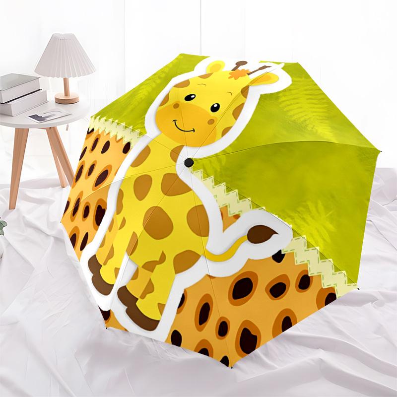 1pc Giraffe Print Folding Umbrella, Durable, Suitable for Outdoor Activities or Rain, Suitable for Commuting Yy251027127