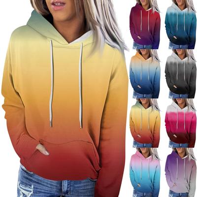 Women's Fashion Casual Long Sleeve Gradient Print Hooded Sweatshirt