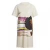 Womens/Ladies Graphic Print Crew Neck T-Shirt Dress