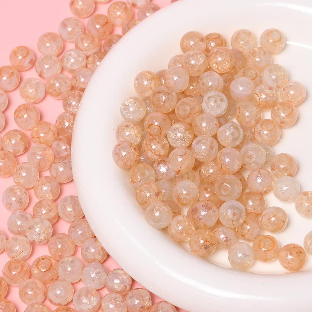Yori 40pcs 10mm Imitation Crack Glass Beads Round Loose Spacer Beads for Jewelry Making DIY Bracelets Phone Chain Accessories