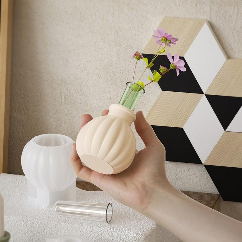 Silicone Mold for Gypsum Flower Vase and Candle Stand Candlestick Making Mould Round Plaster Vases Molds Jewelry Tool