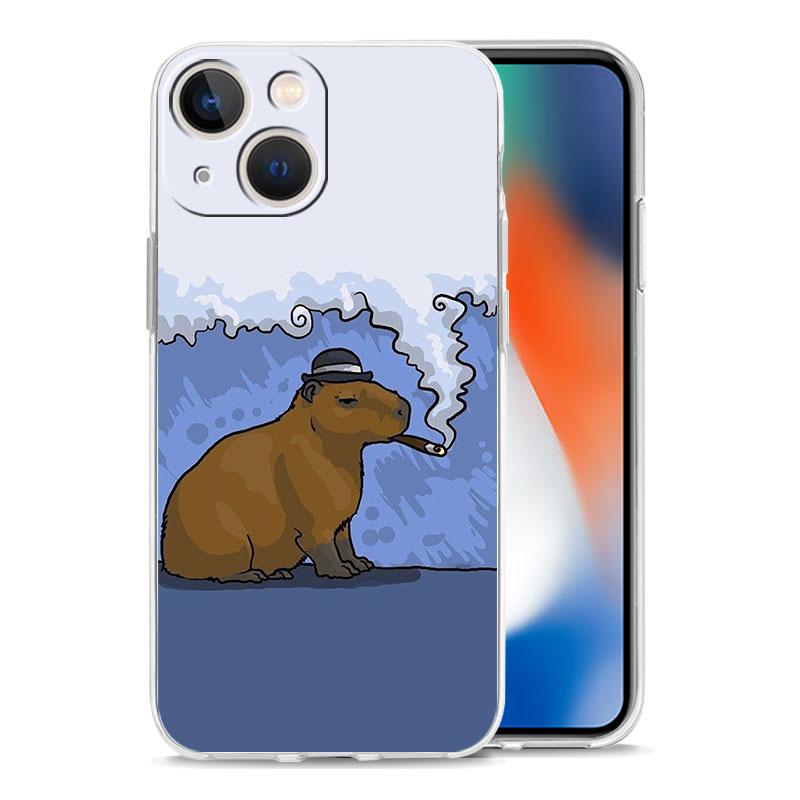Cute Capybara Luxury Transparent Phone Case For iPhone 15 16 14 13 12 11 Pro Max XS X XR SE 7 8 Plus Clear Lens Protect Cover