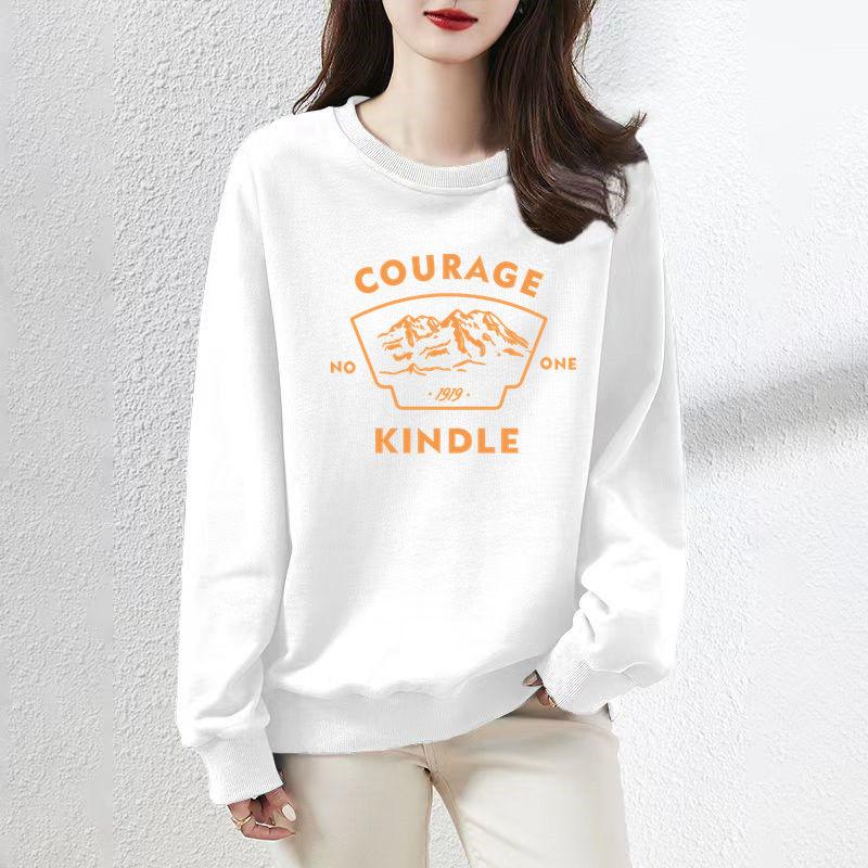 Simplicity Casual Autumn Winter Women O-Neck Letter Printing Korean Fashion Trend Versatile Loose Long Sleeve Sweatshirts Tops