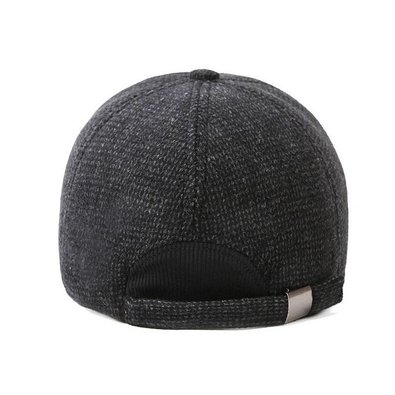 Winter New Woolen Warm Windproof and Cold Men's Ear Protection Peaked Cap Dad Old Man Won the Bidding Baseball Cap