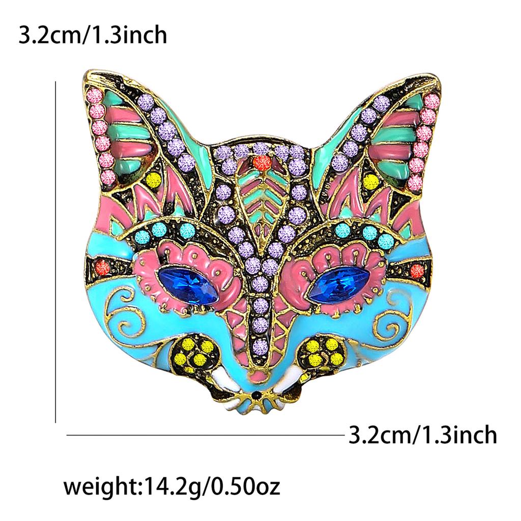 Cute Alloy Rhinestone Fox Mask Brooch Fashion High-End Men'S And Women'S Suits Cardigan Corsage Jewelry Pin
