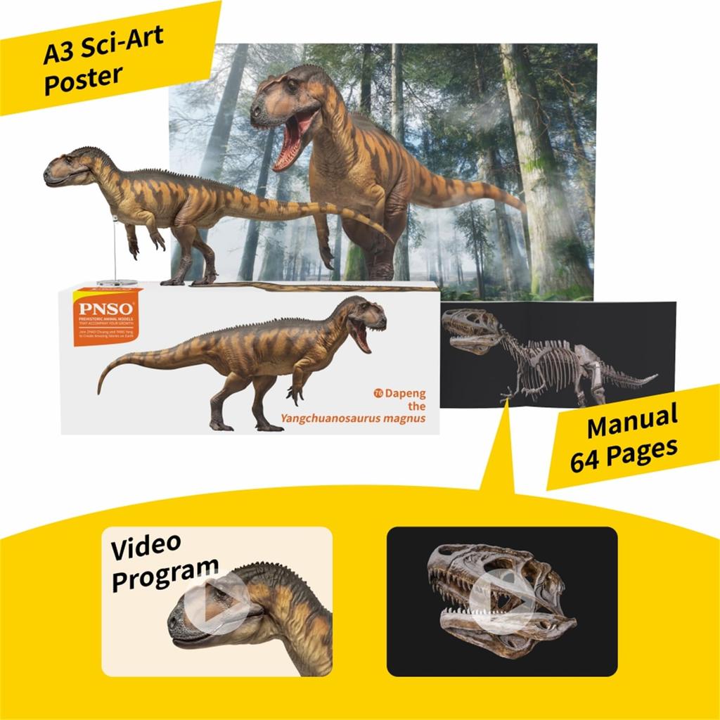 BACALYSO PNSO Growth Series 76 Yangchuanosaurus Da Openable PVC Dinosaur Toy Model Figure, Peng, Allosaurid, 32cm, Mouth,
