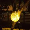 Solar Crackle Glass LED Light for Outdoor Garden, Lawn, Tree, and Fence Hanging Decorations