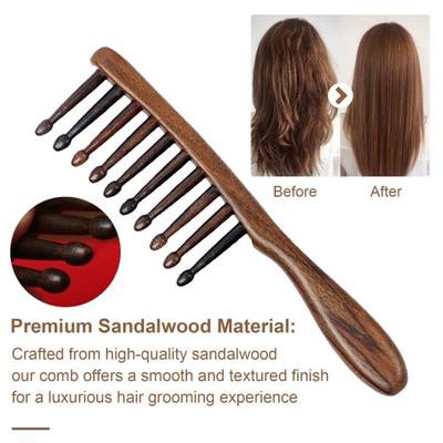 Sandalwood Scalp Massage Comb Wide Teeth Anti-static Hair Growth Men Women Head Massager