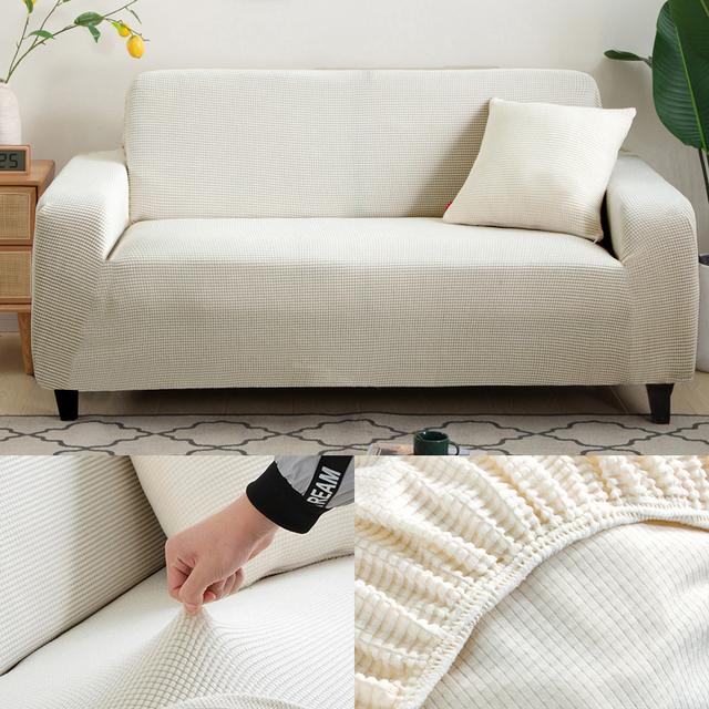 Jacquard Thick Sofa Covers For Living Room Plain Couch Cover Corner L Shape Chaise Longue Sofa Slipcovers Solid Color 1pc for Home