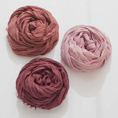 Sciarpa Lunga in Lino da Donna Primavera & Autunno - Tinta Unita, Abbinabile a Tutto, Stile Coreano Occidentale, Alla Moda & Calda