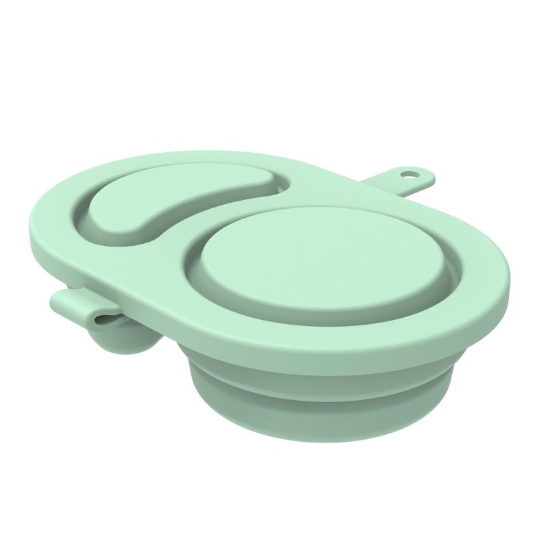 Reusable Snackle Box Containers Silicone Snack Containers With Lids Foldable Double Compartment Condiment Bowls Kitchen Gadgets